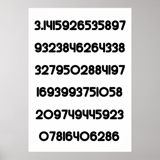 Póster Valor de Pi Pie 3.14159 π constante matemática (Frente)