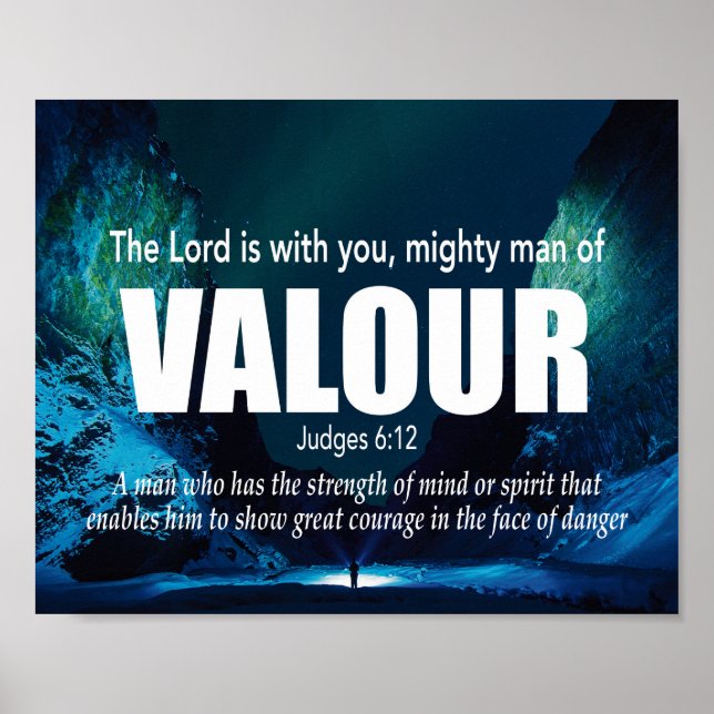 Póster VALOR Mighty Man Judges 6:12 Christian (Frente)