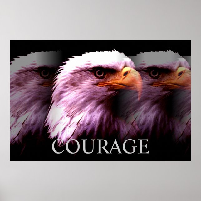 Póster Valor Motivador Poster de Águila Calva Americana (Frente)