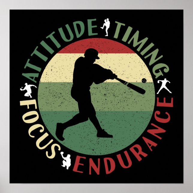 Póster Valores motivacionales del equipo de béisbol (Frente)