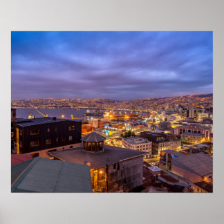 Póster Valparaíso de noche