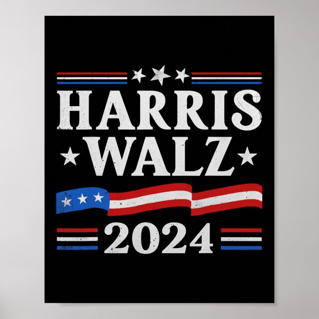 Póster Vals 2024 Elecciones Kamala Harris Tim Waltz 2024  (Frente)