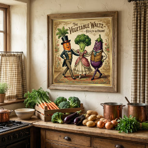 Póster Vals de Verduras Bailando Verduras Vintage Victori