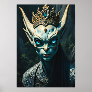 Póster Valtharion Antiguo Rey Elfo - Fantasía Oscura