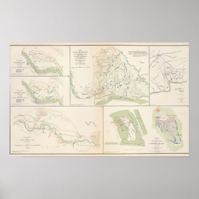 Póster Valverde, Shiloh, Ft Craig, Roanoke Island (Frente)