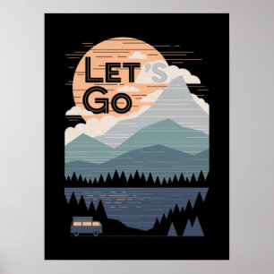 Póster Vamos a acampar, vamos al campamento