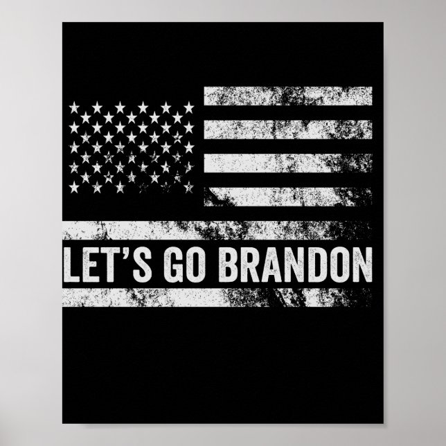 Póster Vamos a Brandon Funny Bandera Patriótica Americana (Frente)