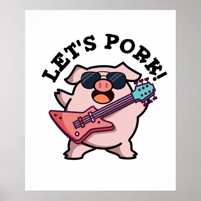 Póster Vamos a cantar graciosa guitarra rock de cerdo (Frente)