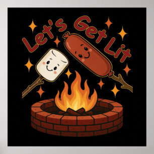Póster Vamos a conseguir Firepit - malvavisco y perro cal