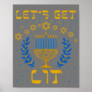 Póster Vamos a conseguir que la camiseta de Lit Hanukkah