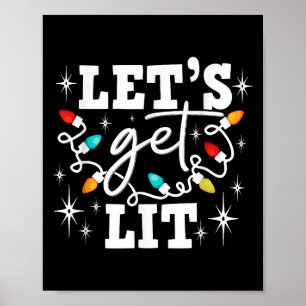 Póster Vamos a Encender Bebiendo Sombrero de Santa Luces 