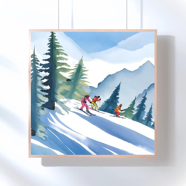Póster Vamos a esquiar | Acuarela de invierno (Subido por el creador)