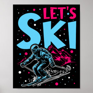 Póster Vamos a Esquiar, Retro Ski Vintage 80s 90s Ropa de