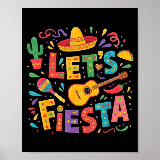 Póster Vamos a fiesta cinco de mayo sombrero fiesta mexic (Frente)