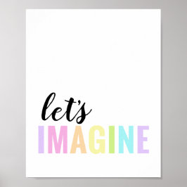 Póster Vamos a Imaginar Sala de Juegos Pastel Arcoíris