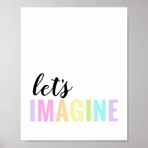 Póster Vamos a Imaginar Sala de Juegos Pastel Arcoíris