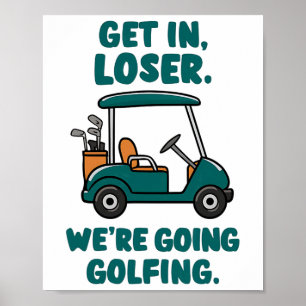 Póster Vamos a jugar golf, el golf divertido, el retro go