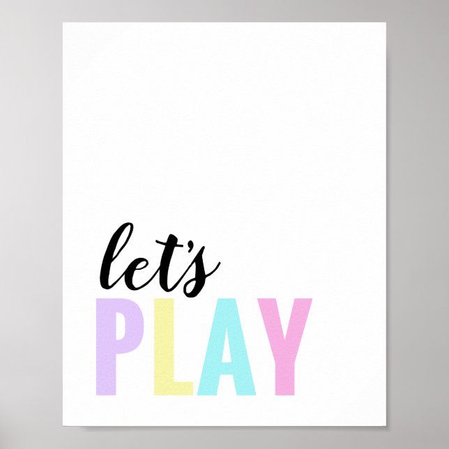 Póster Vamos a Jugar Sala de Juegos Arcoíris Pastel (Frente)
