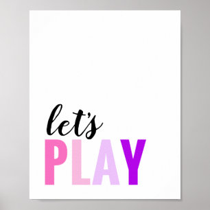 Póster Vamos a Jugar Sala de Juegos Rosa Purpura