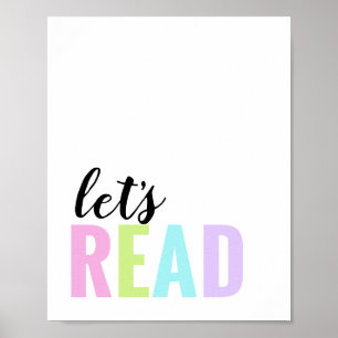 Póster Vamos a Leer Sala de Juegos Arcoíris Pastel
