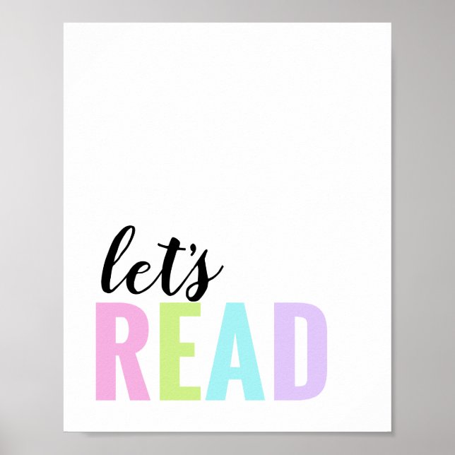 Póster Vamos a Leer Sala de Juegos Arcoíris Pastel (Frente)