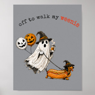Póster Vamos a pasear Weenie Fantasma Divertido Dachshund