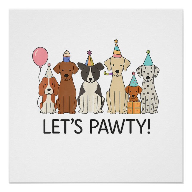 Póster Vamos a Pawty Fiesta de Perros Adorables Celebraci (Anverso)