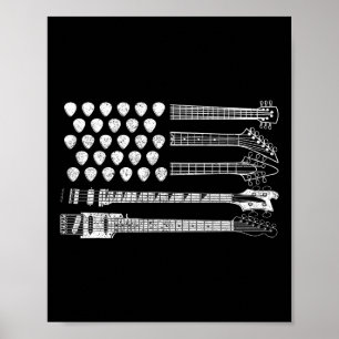 Póster Vamos a Rockear Guitarra de Rock N Roll Retro Band