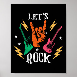Póster Vamos a Rockear Papá Papá Guitarra Guitarrista Roc