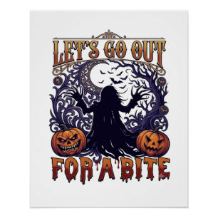 Póster Vamos a salir morder fantasmas calabazas murciélag