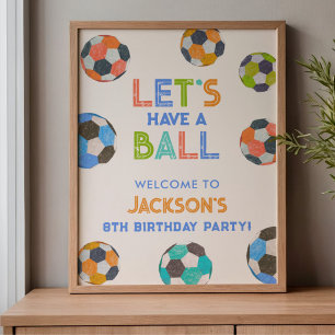 Póster Vamos a tener una fiesta de cumpleaños de fútbol c