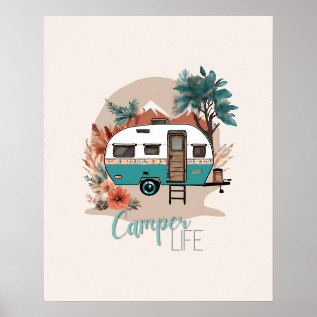 Póster Vamos a una imagen de caravana de Boho Adventure (Frente)