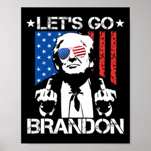 Póster Vamos Brandon Trump Bandera de Dedo Medio
