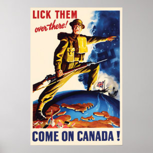 Póster ¡Vamos Canadá! Cartel de Propaganda de la Segunda 