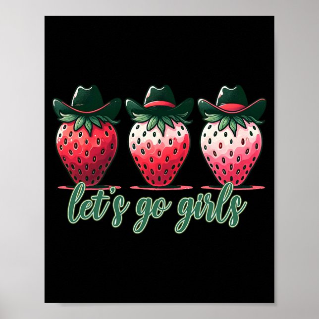 Póster Vamos Chicas Fiesta de Despedida de Soltera Fresas (Frente)