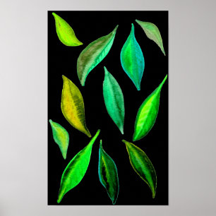 Póster Vamos Eco Verde deja ilustracion acuarela