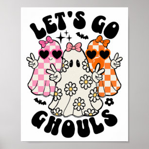 Póster Vamos Ghouls Halloween Fantasma Floral Spooky Seas