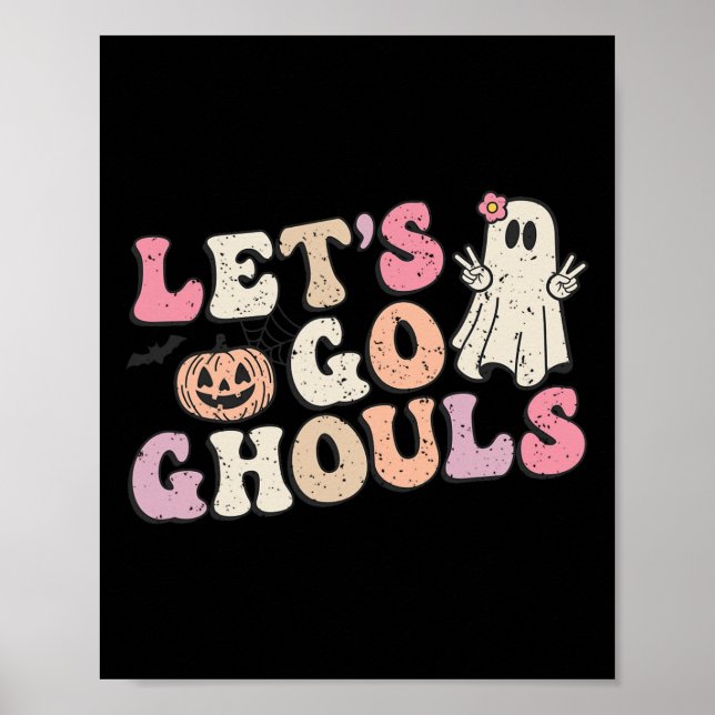 Póster Vamos Ghouls Halloween Retro Ghost Pumpkin mujeres (Frente)