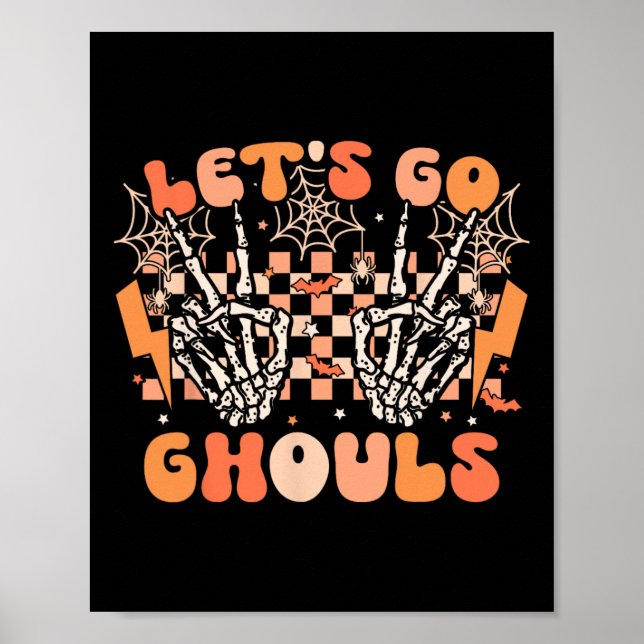 Póster Vamos Ghouls Halloween Skeleton Costume Retro G (Frente)