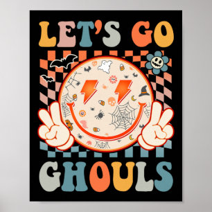 Póster Vamos Ghouls Hippie Sonría Retro Halloween