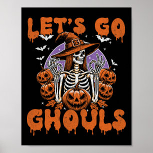 Póster Vamos Ghouls Witch Retro Halloween Vestuario Para 