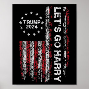 Póster Vamos Harry Divertido Trump 2024 Bandera de EE. UU