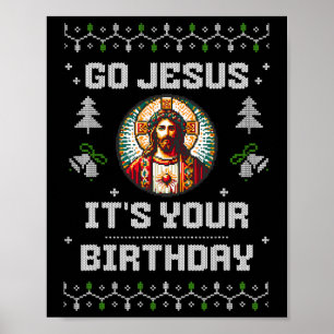 Póster Vamos Jesús, es tu cumpleaños, graciosos Navidades