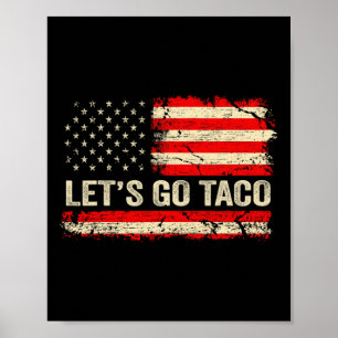 Póster Vamos Taco Divertido Retro Bandera De EE. UU. Vamo