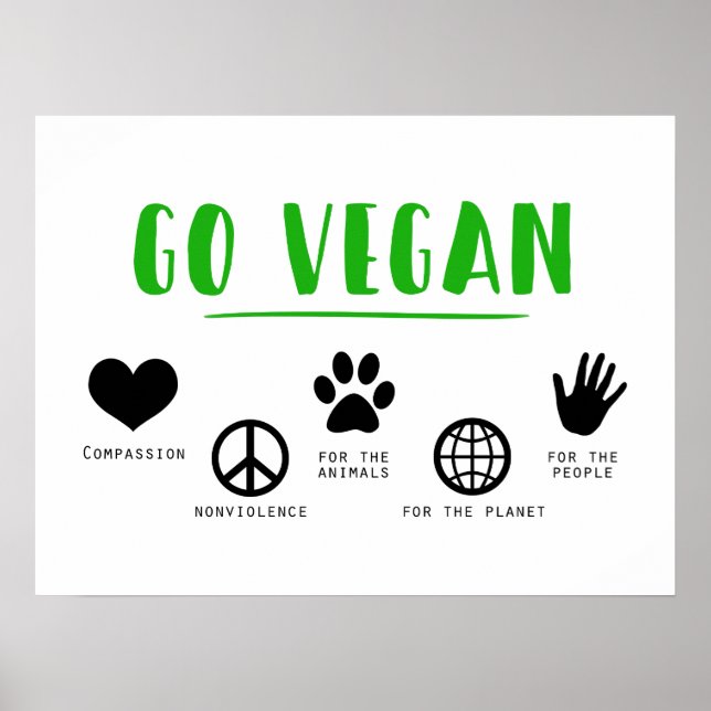 Póster Vamos Veganismo Compasión Ambiental Veganista (Frente)
