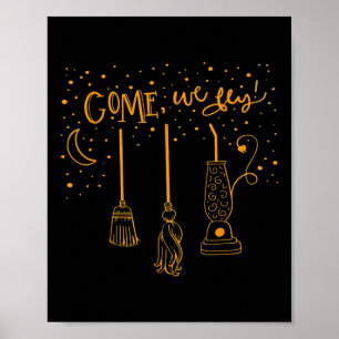 Póster Vamos Volamos Graciosamente Feliz Halloween Bruja 