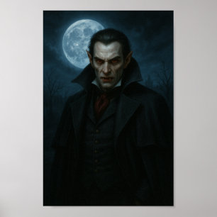 Póster Vampiro a la luz de la luna - Elegancia con una co