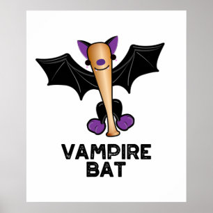 Póster Vampiro Bat Funny Béisbol Pun