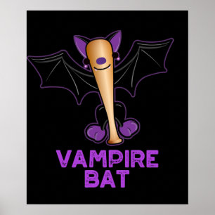Póster Vampiro Bat Funny Béisbol Pun Dark BG