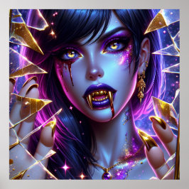 Póster Vampiro con colmillos de oro Ai Art